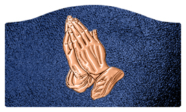 DASHELL-516-CP-SH-BL Copper Praying Hands Shimmer Blue Background